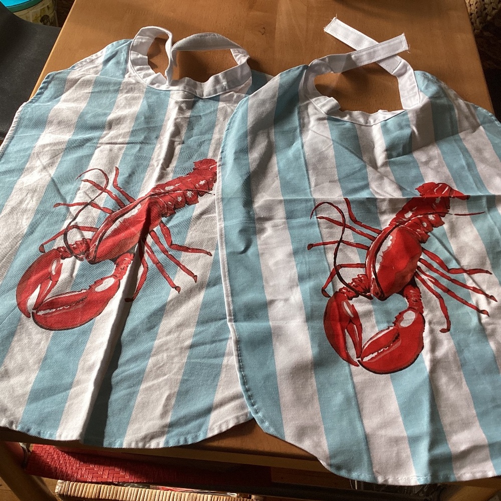 Two Lobster Bibs and 8 Lobster Napkins